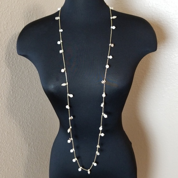 Vintage Talbots Long Gold Stone Bead Necklace - Picture 3 of 5
